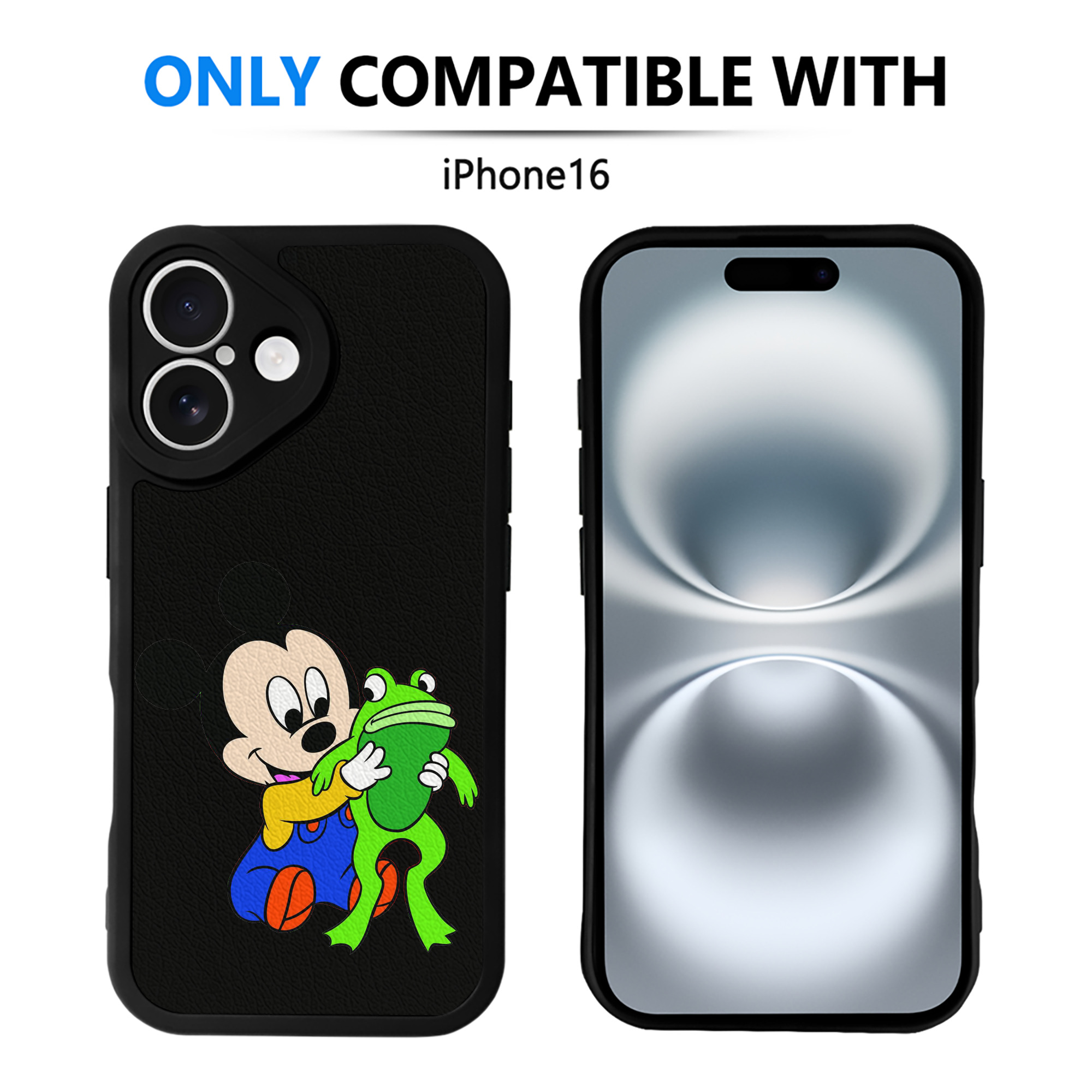 （画像用） ミッキーマウス Mickey Mouse 【iPhone 16シリーズ対応】シリコンスマホケース（レザー調） 材質：シリコン